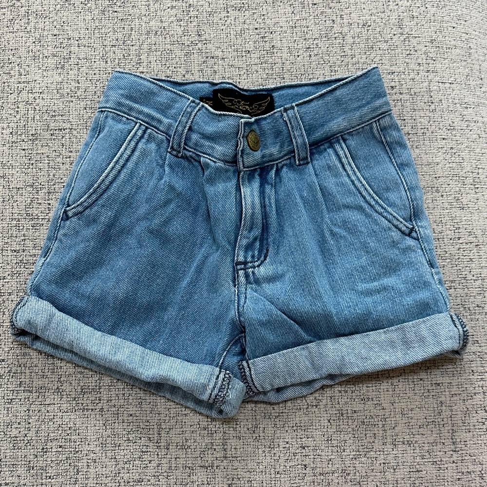 Finger In The Nose Light Blue Jean Shorts